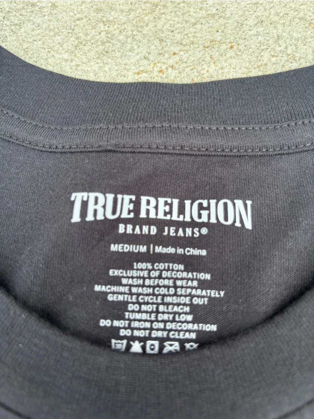 True Religion Black Short Sleeve Tee with Red Horseshoe Logo